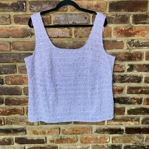 Alex Evenings Vintage Lilac Purple Embellished Sequined Knit Tank Top Women's 2X
